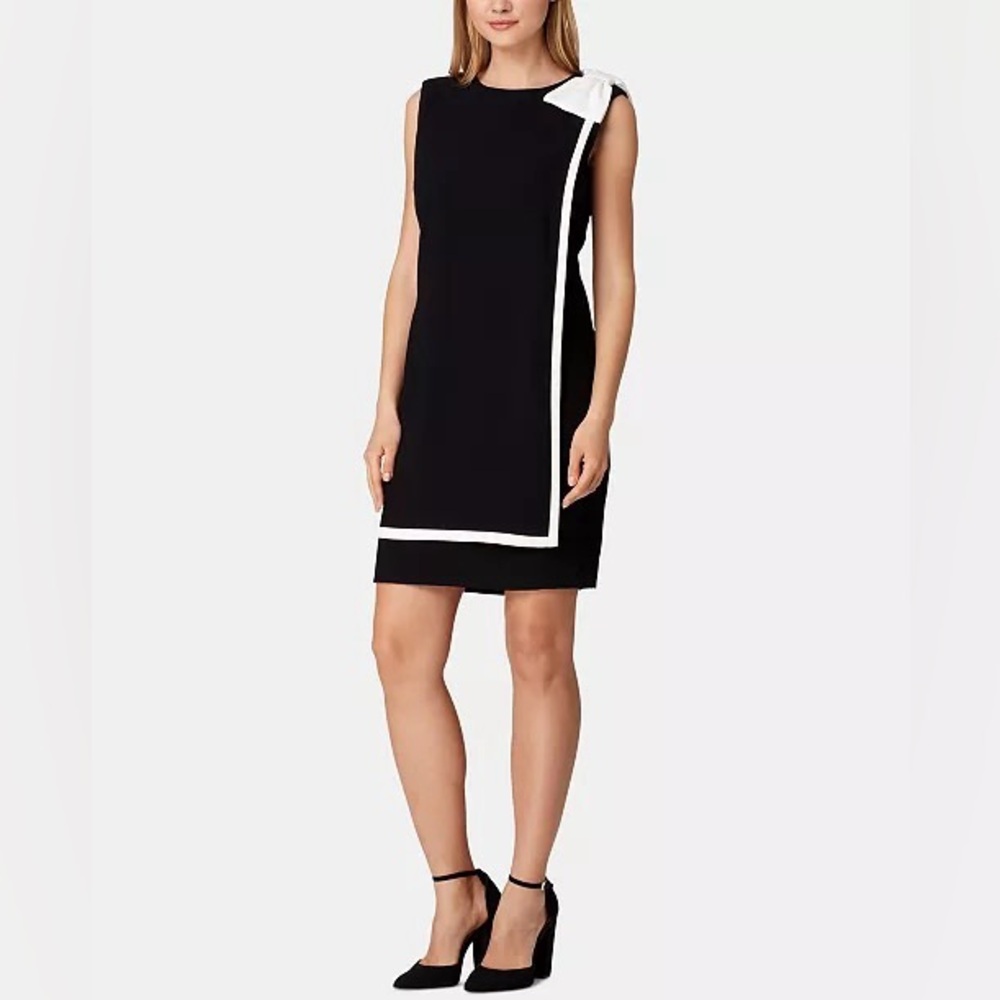 Tahari Sleeveless FullyLined Tailored Dress wSunburst Asymmetrical Pleats